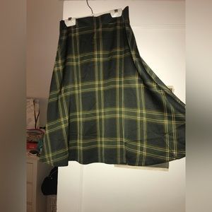 NWT Ann Taylor Green Plaid skirt